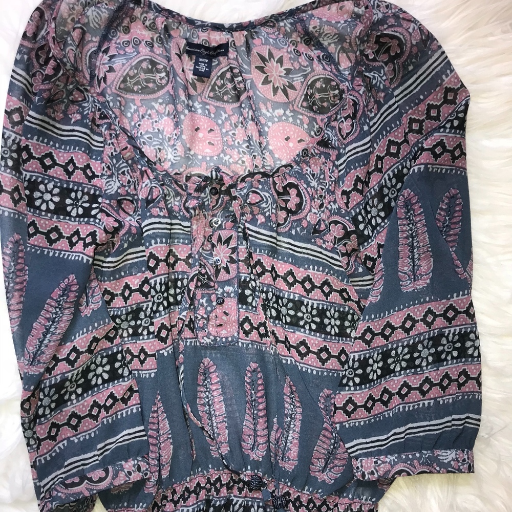 American Eagle Print Peplum Top